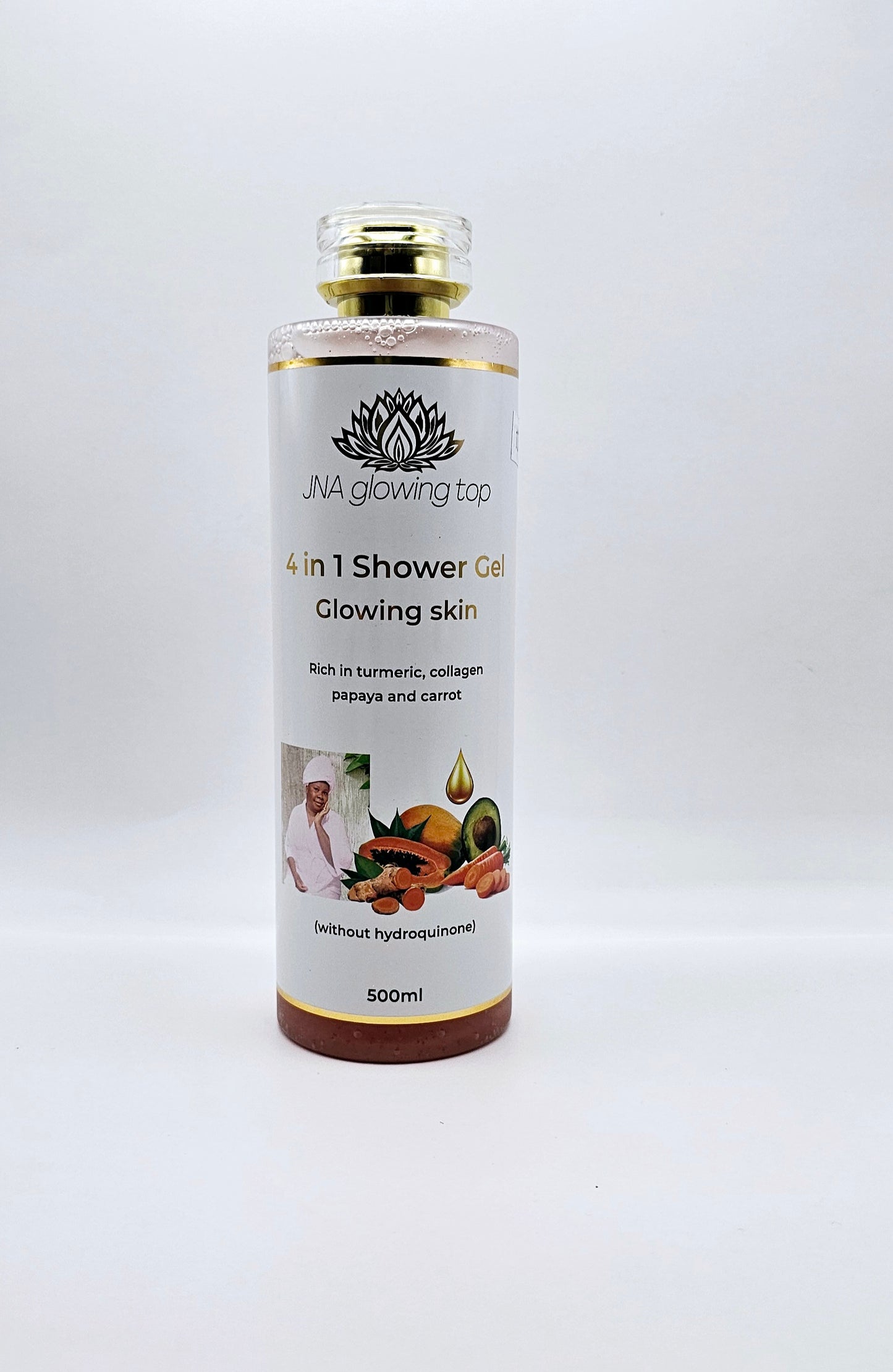 JNA Glowing Top 4 in 1 Shower Gel Glowing Skin
Rich in turmeric, collagen papaya and carrot . 500ml