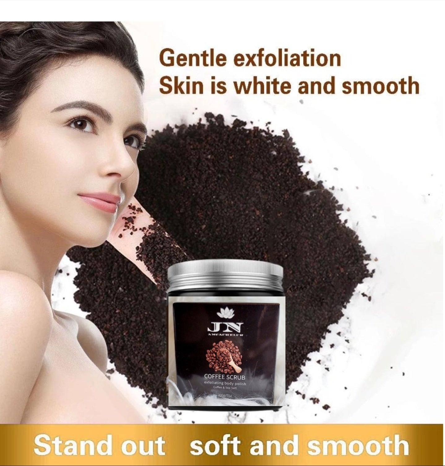 JNA coffee body scrub with essential oils and cream.