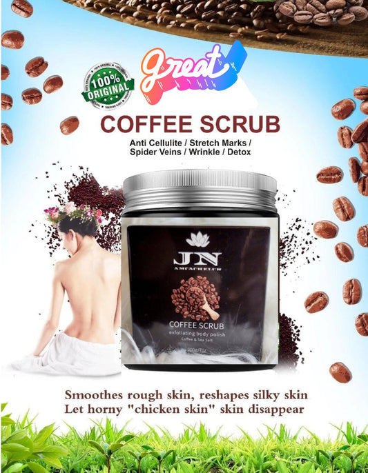 JNA coffee body scrub with essential oils and cream.