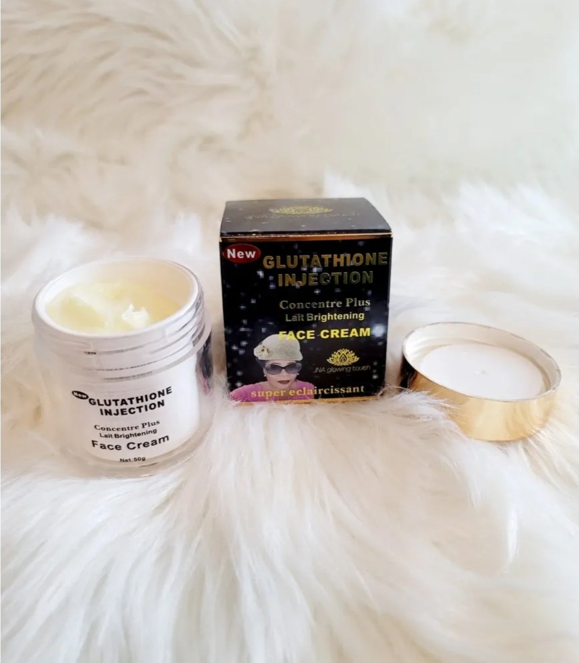 JNA glowing touch fair complexion face cream in a jar.