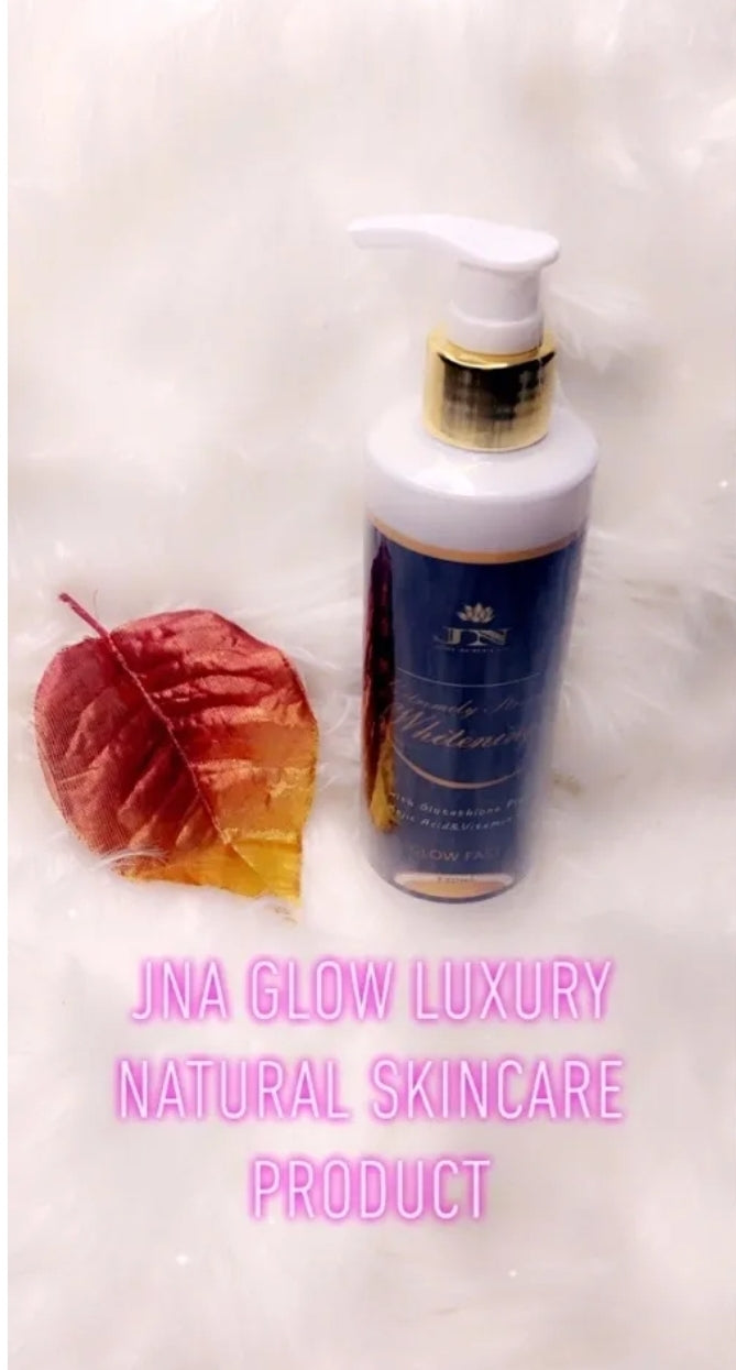 JNA skin lotion bottle displayed .