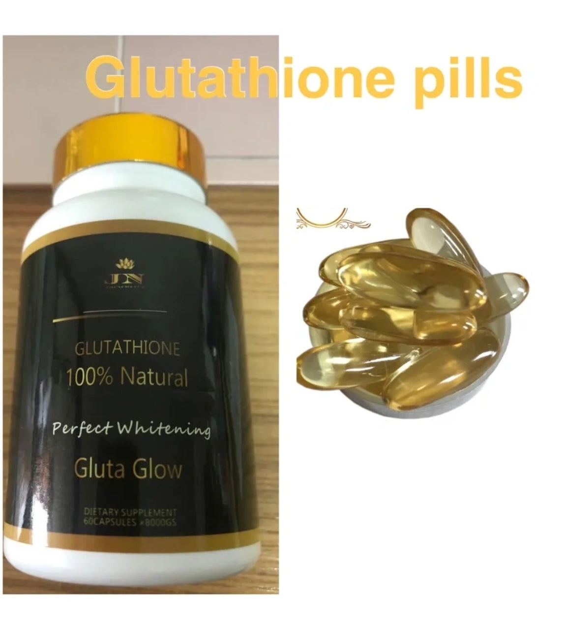 JNA glowing touch glutathione and vitamin capsules.