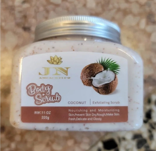 JNA body scrub with coconut oil.