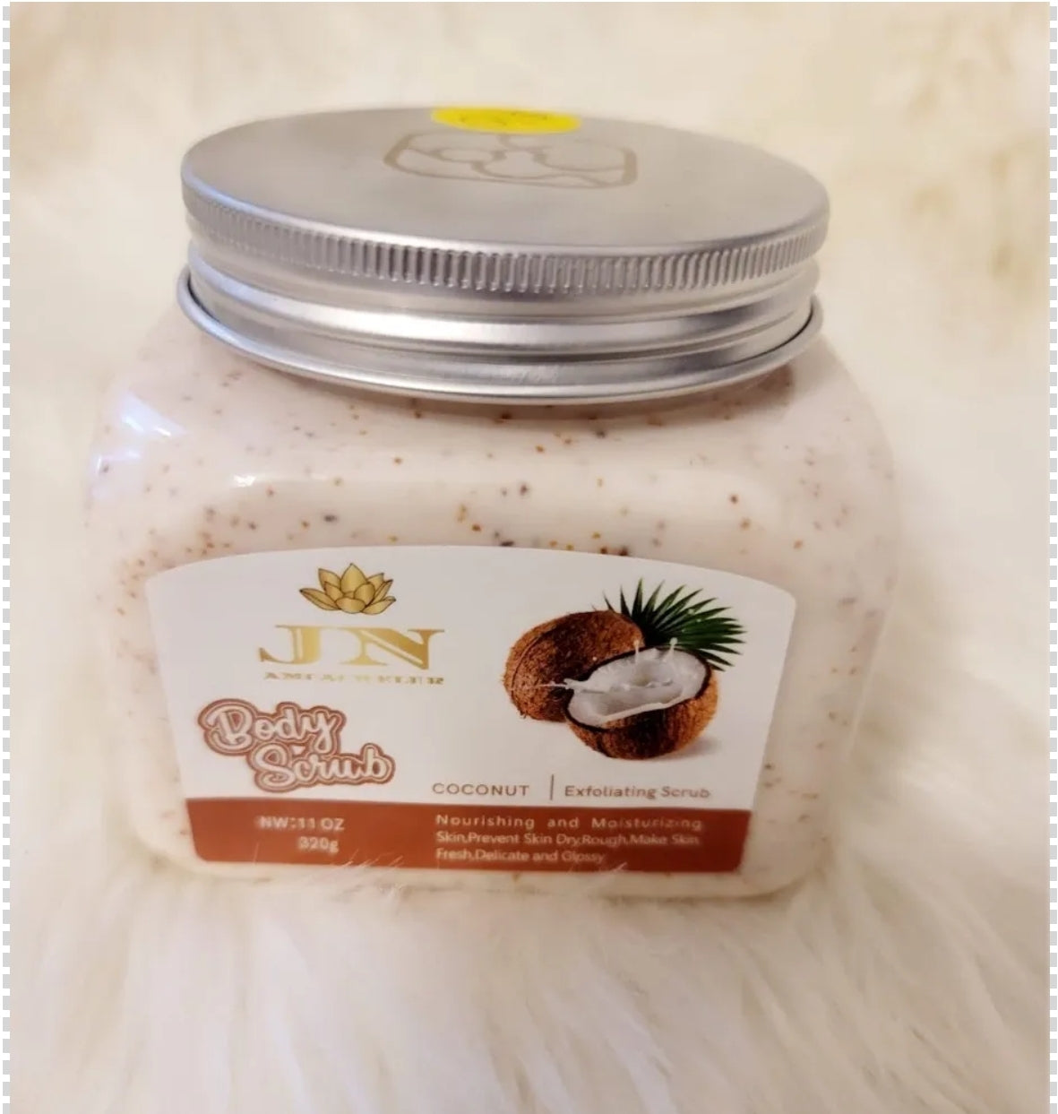 JNA body scrub with coconut oil.