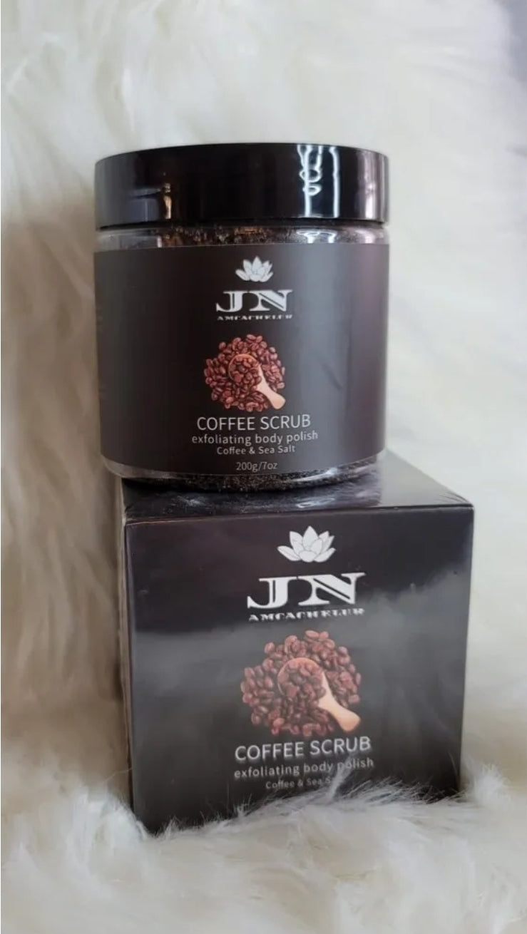 JNA coffee body scrub with essential oils and cream.