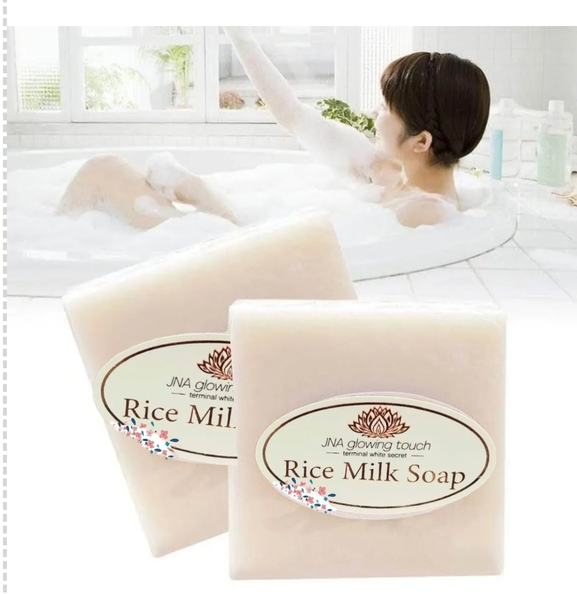 JNA glowing touch rice milk soap. Jasmine rice soap handmade , Soap control oil whitening moisturizing.