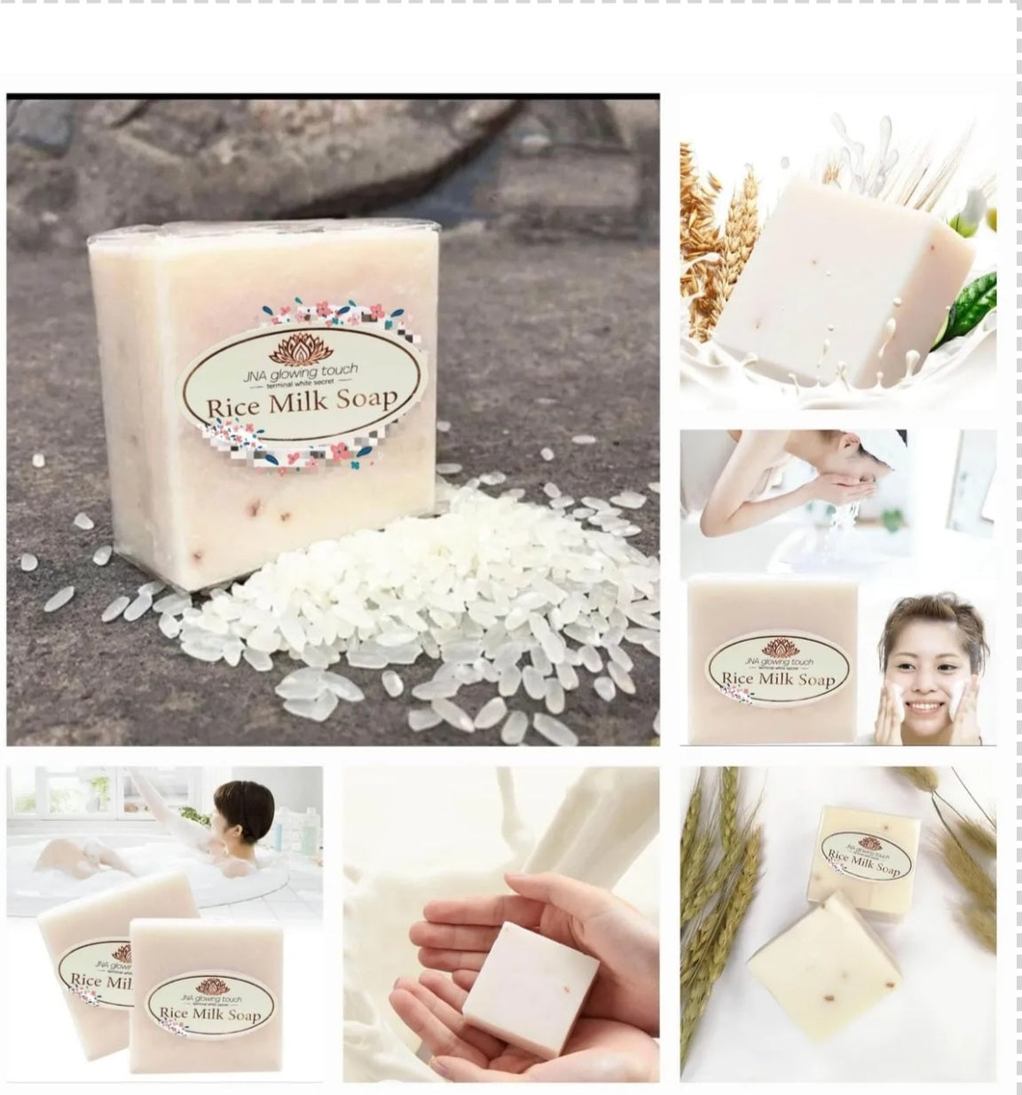 JNA glowing touch rice milk soap. Jasmine rice soap handmade , Soap control oil whitening moisturizing.