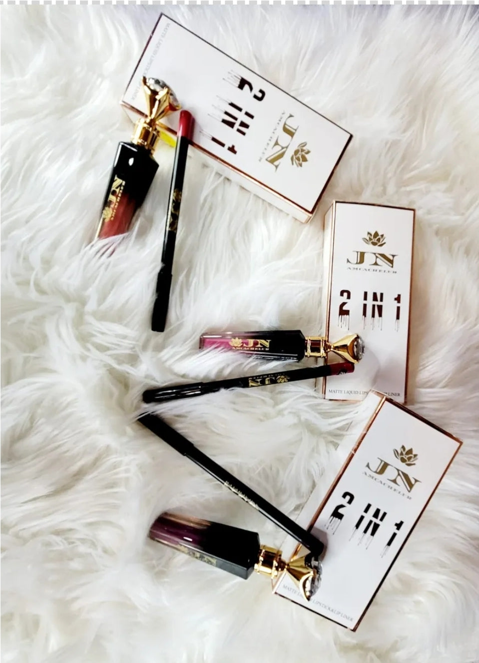 JNA 2 in 1 matte lipstick and lip liner set displayed.