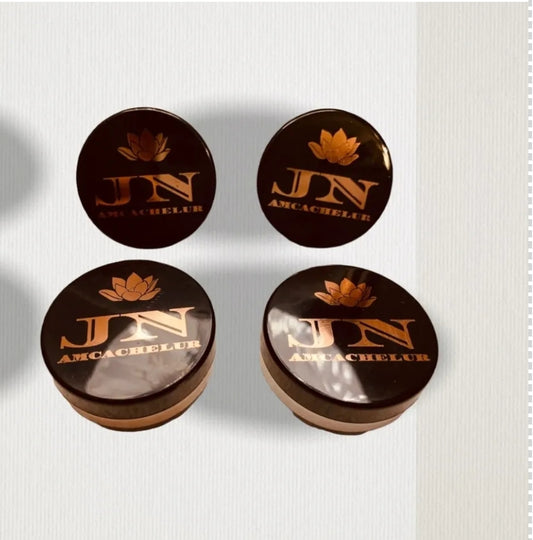 Five different shimmering shades of JNA Diamond Glow powder.