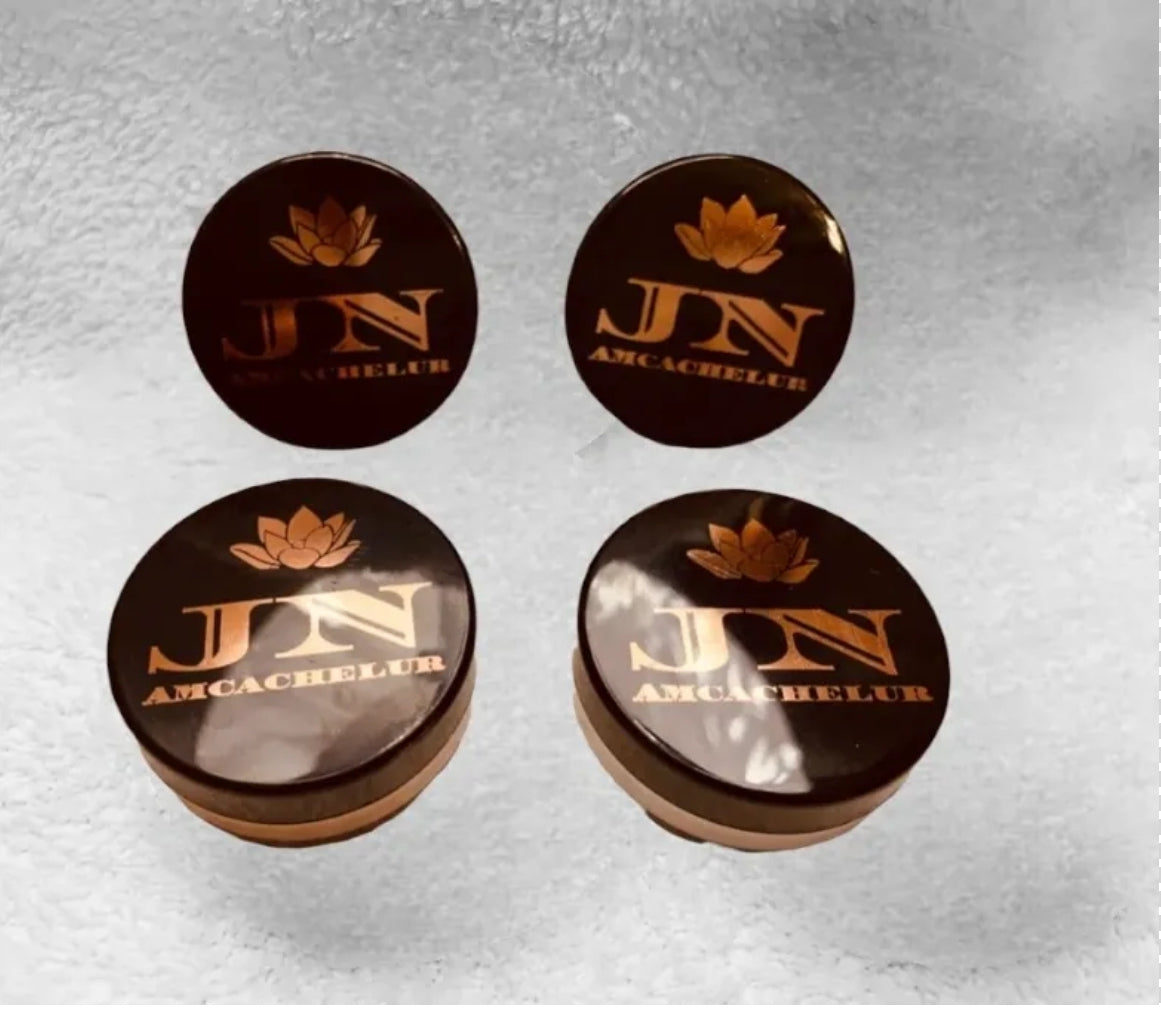 Five different shimmering shades of JNA Diamond Glow powder.